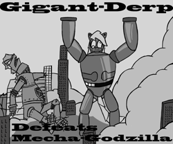 Size: 1024x853 | Tagged: safe, artist:peppermintflux, derpy hooves, pegasus, pony, female, gigantor, godzilla, godzilla (series), mare, mecha, mechagodzilla, ponified, tetsujin 28, tetsujin 28-go