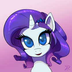 Size: 700x700 | Tagged: safe, artist:raikoh, rarity, pony, unicorn, bust, cute, hairclip, looking at you, portrait, raribetes, solo