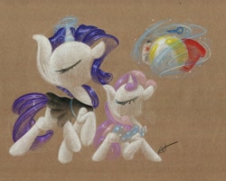 Size: 1024x820 | Tagged: safe, artist:getchanoodlewet, rarity, sweetie belle, pony, unicorn, magic, traditional art