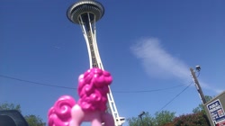 Size: 960x539 | Tagged: safe, artist:arcticflocky, pinkie pie, figure, irl, photo, ponies around the world, seattle, space needle, toy