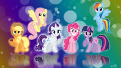 Size: 1920x1080 | Tagged: safe, artist:bluedragonhans, derpibooru import, edit, applejack, fluttershy, pinkie pie, rainbow dash, rarity, twilight sparkle, earth pony, pegasus, pony, unicorn, mane six, wallpaper, wallpaper edit