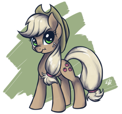 Size: 609x568 | Tagged: safe, artist:helhoof, applejack, earth pony, pony, discorded, liar face, liarjack, scrunchy face, solo