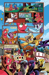 Size: 630x969 | Tagged: safe, idw, big macintosh, cherry jubilee, daring do, derpy hooves, fleetfoot, mare do well, earth pony, pegasus, pony, unicorn, spoiler:comic, andy you magnificent bastard, barber groomsby, caitlin fairchild, cocoon, dead man's hand, fairchild, female, freefall, gen 13, idw advertisement, male, mare, parade, parade balloon, preview, stallion, wild bill hickock, wild bull hickock