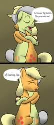 Size: 1000x2300 | Tagged: safe, artist:theshadowdude1031, applejack, granny smith, earth pony, pony, alzheimer's, crying, feels, hug, sad