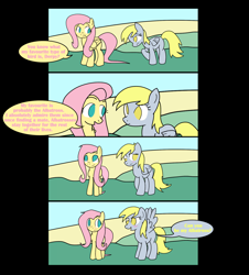 Size: 1804x2000 | Tagged: safe, artist:willtommo, derpy hooves, fluttershy, pegasus, pony, blushing, comic, cute, derpyshy, female, lesbian, mare, shipping, wingboner