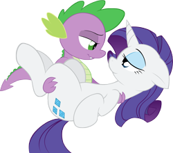 Size: 10000x8780 | Tagged: safe, artist:alexpony, artist:joey darkmeat, rarity, spike, dragon, pony, unicorn, .psd available, absurd resolution, female, holding, male, shipping, simple background, sparity, straight, transparent background, vector