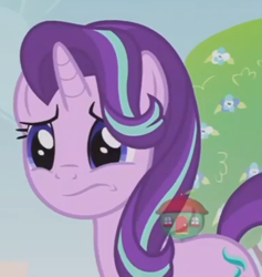 Size: 756x799 | Tagged: safe, screencap, starlight glimmer, pony, unicorn, a royal problem, concerned, cropped, female, mare, solo, treehouse logo