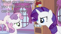 Size: 994x559 | Tagged: safe, rarity, sweetie belle, pony, unicorn, babylon 5, image macro, photoshop, quote, text