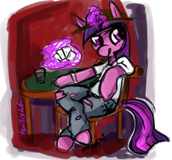 Size: 661x613 | Tagged: safe, artist:candyponi, derpibooru import, twilight sparkle, card, clothes