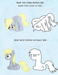 Size: 800x1029 | Tagged: safe, derpy hooves, ponified, sitting, text, vector