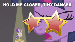 Size: 1366x768 | Tagged: safe, artist:toonbat, edit, edited screencap, screencap, starlight glimmer, twilight sparkle, twilight sparkle (alicorn), alicorn, pony, a royal problem, ballerina, clothes, elton john, glasses, glimmerina, music box, nightmare, tutu