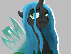 Size: 1057x802 | Tagged: safe, artist:iokii, queen chrysalis, changeling, changeling queen, frenemies (episode), simple background, solo