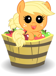 Size: 1000x1353 | Tagged: safe, artist:java--jive, applejack, earth pony, pony, apple, baby, baby pony, babyjack, filly, foal