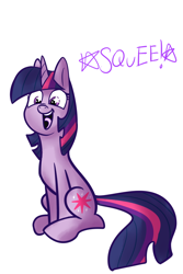 Size: 600x899 | Tagged: safe, artist:miniyuna, derpibooru import, twilight sparkle, happy, open mouth, simple background, sitting, smiling, solo, squee, tongue out, wingding eyes