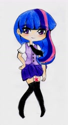 Size: 924x1695 | Tagged: safe, artist:melody-in-the-air, derpibooru import, twilight sparkle, humanized, solo, traditional art