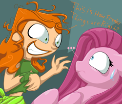 Size: 3104x2632 | Tagged: safe, artist:mordecairigbylover, pinkie pie, earth pony, pony, ..., chest fluff, crossover, insanity, pinkamena diane pie, total drama island