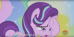 Size: 1920x970 | Tagged: safe, screencap, starlight glimmer, pony, a royal problem, meme, youtube caption