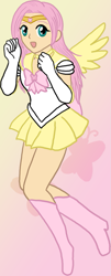 Size: 547x1349 | Tagged: safe, artist:cardcaptorkatara, fluttershy, boots, clothes, humanized, sailor moon, sailor scout