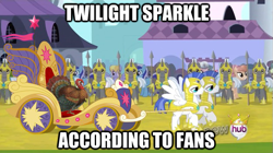 Size: 625x351 | Tagged: safe, derpibooru import, twilight sparkle, twilight sparkle (alicorn), alicorn, pony, alicorn drama, female, image macro, mare, royal guard, turkey, twimobile, wat