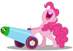 Size: 1312x919 | Tagged: safe, edit, pinkie pie, earth pony, pony, fooby the kamikaze watermelon, party cannon, simple background, the demented cartoon movie, transparent background, vector