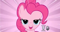 Size: 635x337 | Tagged: safe, screencap, pinkie pie, earth pony, pony, a friend in deed, bedroom eyes, fourth wall, hub logo, out of context, smile song, solo