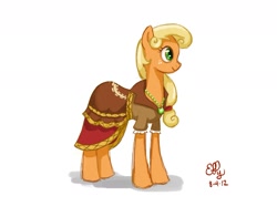 Size: 1274x997 | Tagged: safe, artist:ellybethe, applejack, earth pony, pony, clothes, concept art, dress, journey of the spark, solo