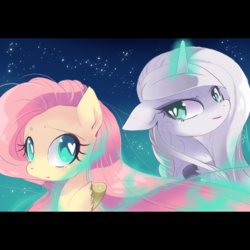 Size: 900x900 | Tagged: dead source, safe, artist:loyaldis, fluttershy, princess silver swirl, pegasus, pony, g2 to g4