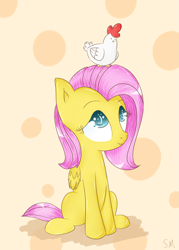 Size: 1505x2100 | Tagged: safe, artist:spikedmauler, fluttershy, chicken, pegasus, pony, cute, female, mare