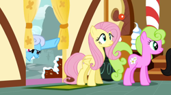 Size: 956x536 | Tagged: safe, screencap, daisy, flower wishes, fluttershy, linky, shoeshine, pegasus, pony, putting your hoof down, evil grin, out of context, rapeface