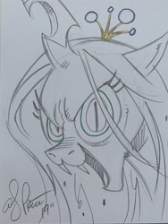 Size: 1536x2048 | Tagged: safe, artist:andypriceart, queen chrysalis, changeling, changeling queen, crown, female, jewelry, regalia, solo, traditional art