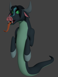 Size: 816x1080 | Tagged: safe, artist:dracagon, queen chrysalis, changeling, changeling queen, ophiotaurus, frenemies (episode), 3d, disguise, disguised changeling, fangs, female, forked tongue, solo, tongue out, wip