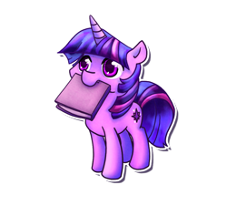 Size: 854x768 | Tagged: safe, artist:stein225, derpibooru import, twilight sparkle, book, mouth hold, solo, young