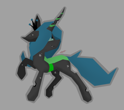 Size: 2224x1968 | Tagged: safe, artist:groomlake, queen chrysalis, changeling, changeling queen, colored, crown, curved horn, female, horn, jewelry, mare, regalia, royalty, silly, simple, simple background, solo, spots, stupid sexy chrysalis