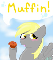 Size: 800x900 | Tagged: safe, derpy hooves, pegasus, pony, female, mare, muffin, solo