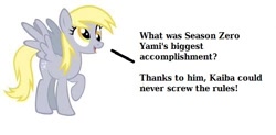 Size: 496x244 | Tagged: safe, derpy hooves, pegasus, pony, derpy hooves tells an obscure joke, female, joke, mare, meme, seto kaiba, solo, yami yugi, yu-gi-oh!, yugioh abridged, yugioh season 0