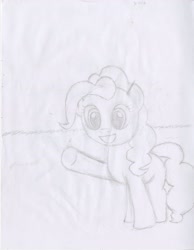 Size: 2567x3313 | Tagged: safe, artist:bigrinth, pinkie pie, earth pony, pony, female, mare, simple background, sketch, solo, white background