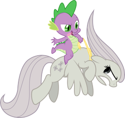 Size: 3000x2846 | Tagged: safe, artist:sulyo, fluttershy, spike, dragon, pegasus, pony, discorded, flutterbitch, riding, rodeo, rope