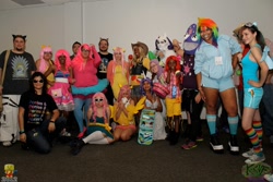 Size: 1068x712 | Tagged: artist needed, safe, derpibooru import, applejack, fluttershy, pinkie pie, rainbow dash, rarity, twilight sparkle, human, 2012, convention, cosplay, deadmau5, florida supercon, florida supercon 2012, group photo, irl, irl human, mane six, photo