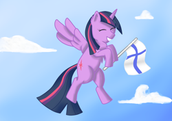 Size: 2896x2048 | Tagged: safe, artist:akkiv, derpibooru import, twilight sparkle, twilight sparkle (alicorn), alicorn, pony, female, finland, flag, mare