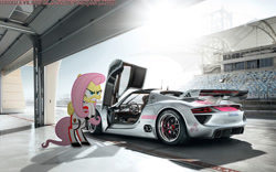 Size: 1131x707 | Tagged: safe, artist:evilimpala-ss, fluttershy, car, irl, ponies in real life, porsche, porsche 918, supercar