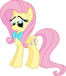 Size: 869x1000 | Tagged: safe, artist:colossalstinker, fluttershy, pegasus, pony, bow, female, mare, pink mane, yellow coat