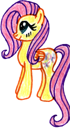 Size: 601x1089 | Tagged: safe, artist:colossalstinker, fluttershy, pegasus, pony, female, mare, pink mane, yellow coat