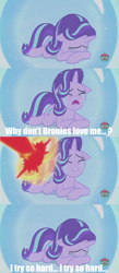 Size: 1280x2928 | Tagged: safe, artist:pony4koma, edit, edited screencap, screencap, starlight glimmer, pony, a royal problem, crying, drama, force field, magic blast, meme, metadrama, sad, sadlight glimmer, screencap comic, solo, starlight drama, starlight drama drama