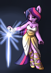 Size: 1240x1750 | Tagged: safe, artist:weisdrachen, derpibooru import, twilight sparkle, anthro, bracelet, cleavage, female, solo