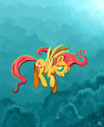 Size: 618x750 | Tagged: safe, artist:sorcerushorserus, fluttershy, pegasus, pony, female, mare, pink mane, solo, yellow coat