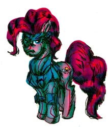 Size: 858x1010 | Tagged: safe, artist:ponetron, pinkie pie, earth pony, pony, crossover, konami, metal gear, solid snake, solo, style emulation, yoji shinkawa