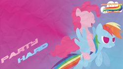 Size: 1920x1080 | Tagged: safe, artist:narflarg, derpibooru import, pinkie pie, rainbow dash, earth pony, pegasus, pony, ponies riding ponies, wallpaper