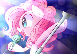 Size: 2500x1770 | Tagged: safe, artist:joyfulinsanity, pinkie pie, earth pony, pony, heart eyes, microphone, pop star, singing, smiling, solo, wingding eyes