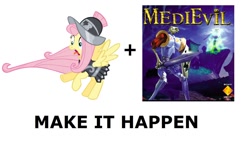 Size: 1240x774 | Tagged: safe, fluttershy, private pansy, pegasus, pony, exploitable meme, make it happen, medievil, sir daniel fortesque, zarok