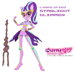 Size: 665x635 | Tagged: safe, artist:10networks, starlight glimmer, armor, bracelet, code lyoko, cutie mark, eqg promo pose set, jewelry, knee pads, lipstick, s5 starlight, simple background, solo, staff, staff of sameness, transparent background, visor